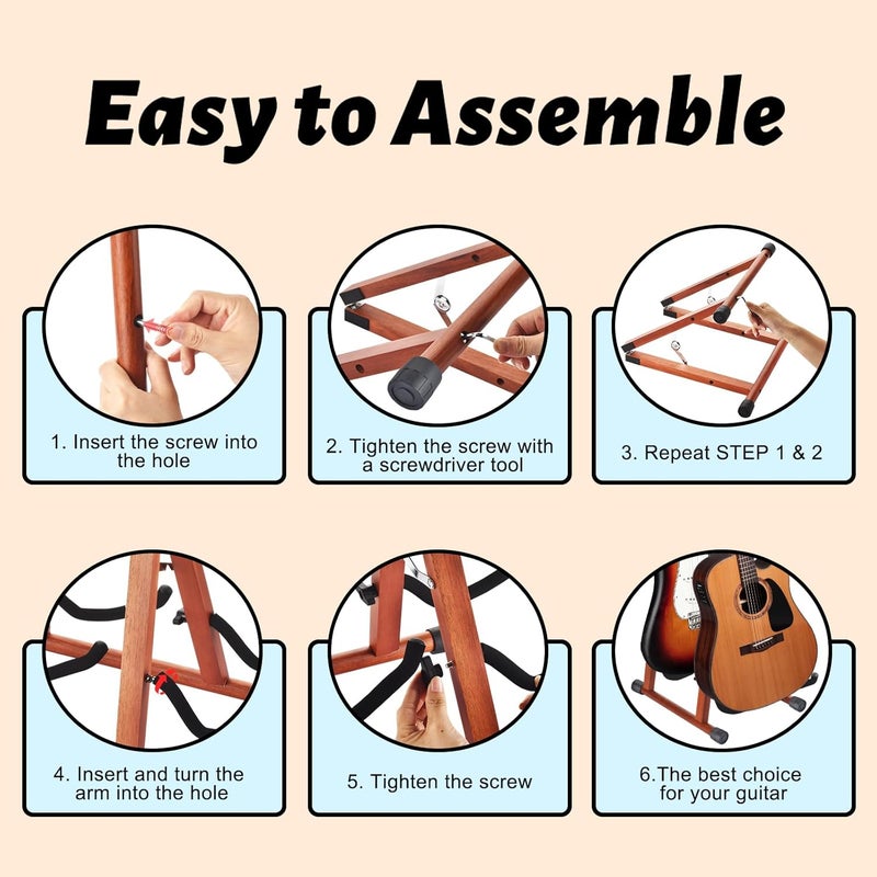 DOMMI Multiple Guitar Stand - Double A-Frame Floor Stand with Soft Foam Arms, Adjustable for Acoustic, Bass & Electric Guitars, Easy to Assemble - Image 5